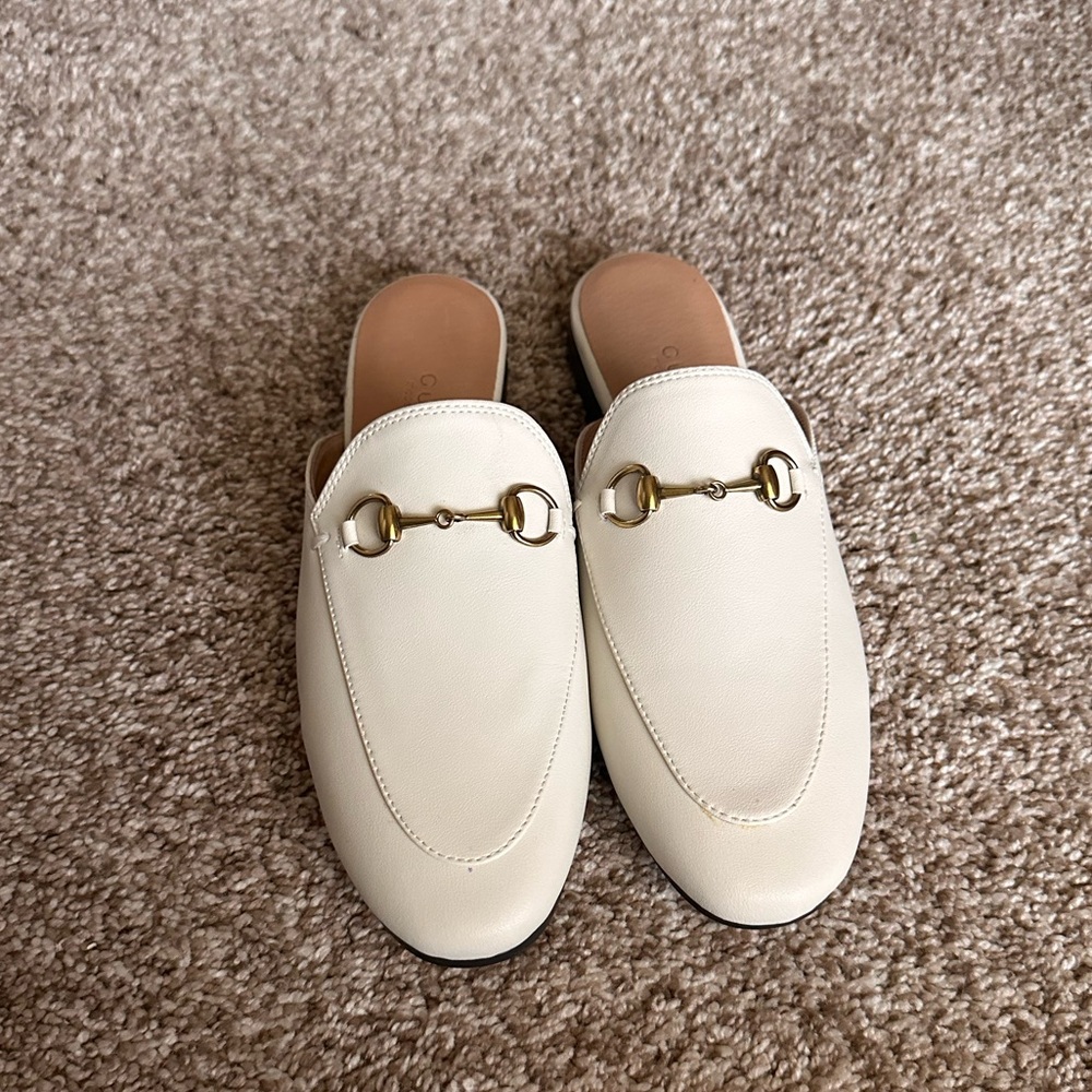 Women's White Princeton Mule Slides with Gold Detail - Brand New!!